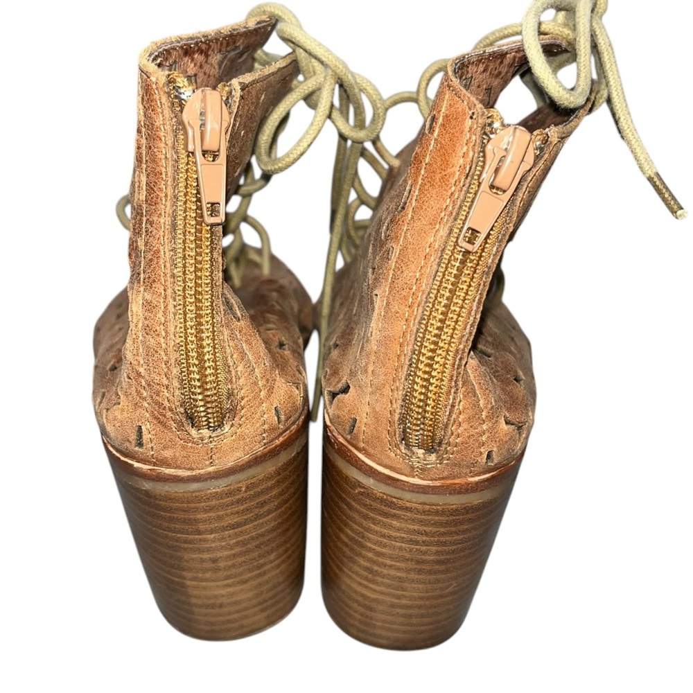 Jeffrey Campbell Brown Leather Cors-Daisy Lace Up Booties Sandals Shoes size 8 - Picture 9 of 14
